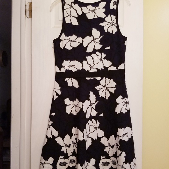 Ann Taylor Black Navy Blue and White Knit Dress - Picture 2 of 4